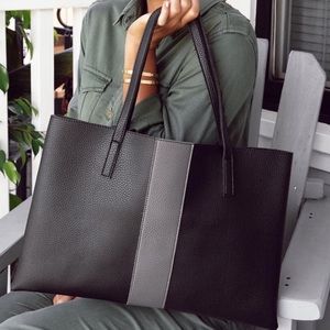 Vince Camuto Luke Tote in Black with Gray Stripe